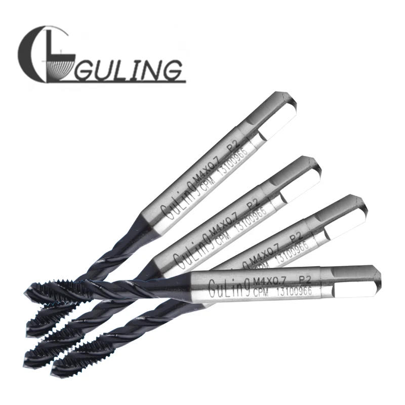 Guling HSS-PM com js que reveste a torneira canelada espiral m3 m4 m5 6 m8 m10 m12 rosca da máquina torneira para aço inoxidável