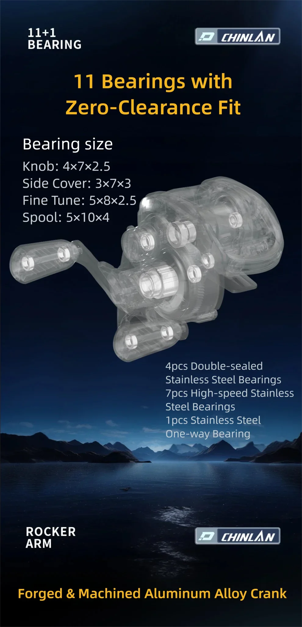 DMK Yancey Universal DC Baitcasting-Rolle 8.5:1 Bremsklicker Vielseitig 3.5-17g Ködergewicht Angelzubehör – Detail 10