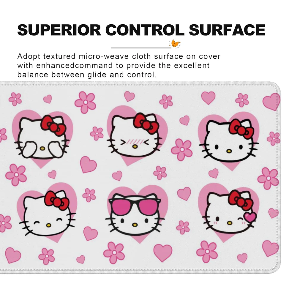 Xxl Mouse Pad Gamer Karet Gaming Pc Aksesoris Non-slip Sanrio Desk Mat Kawaii Over Edge Hello Kitty Mausepad Deskmat Mousepad