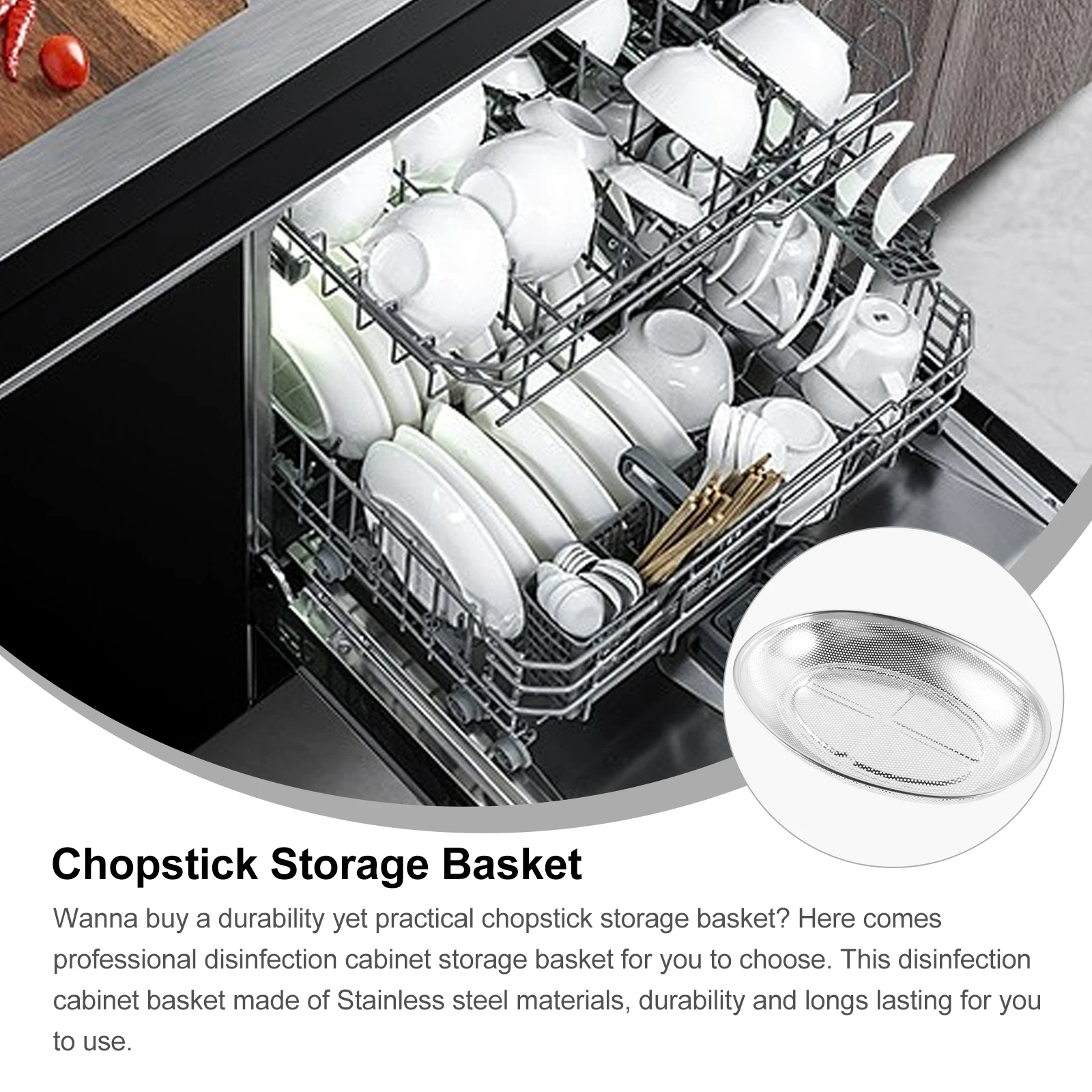 

Stainless Steel Chopstick Basket High Temp Resistance Rustproof Kitchen Utensil Holder Cutlery Drainer Dishwasher Storage