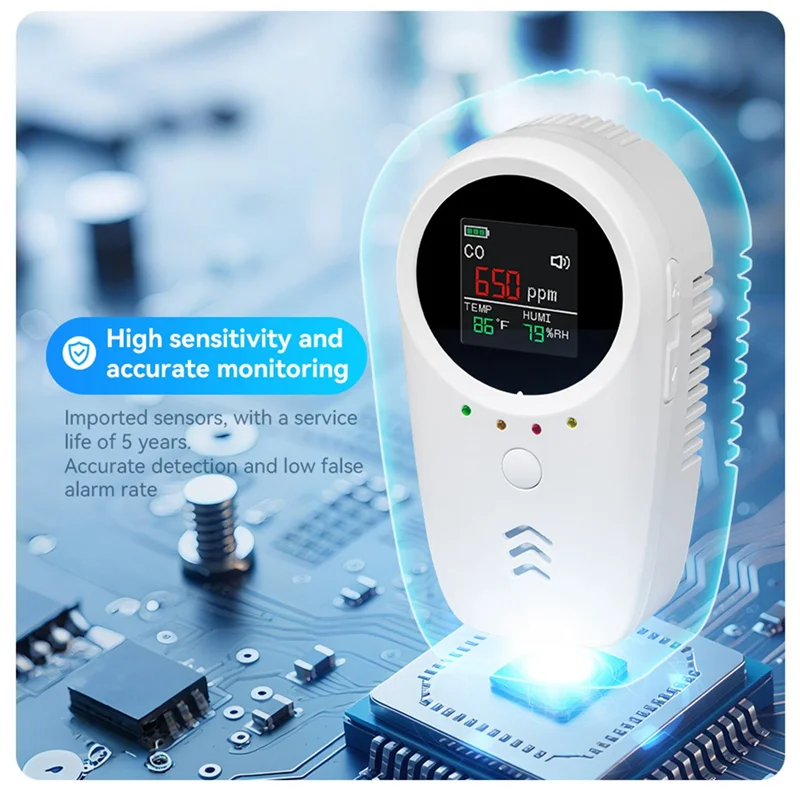 【NEW A09R！】ガス、一酸化炭素、温度、湿度検知器、HDディスプレイ付き、家庭、アパート、ヴィラ用安全警報