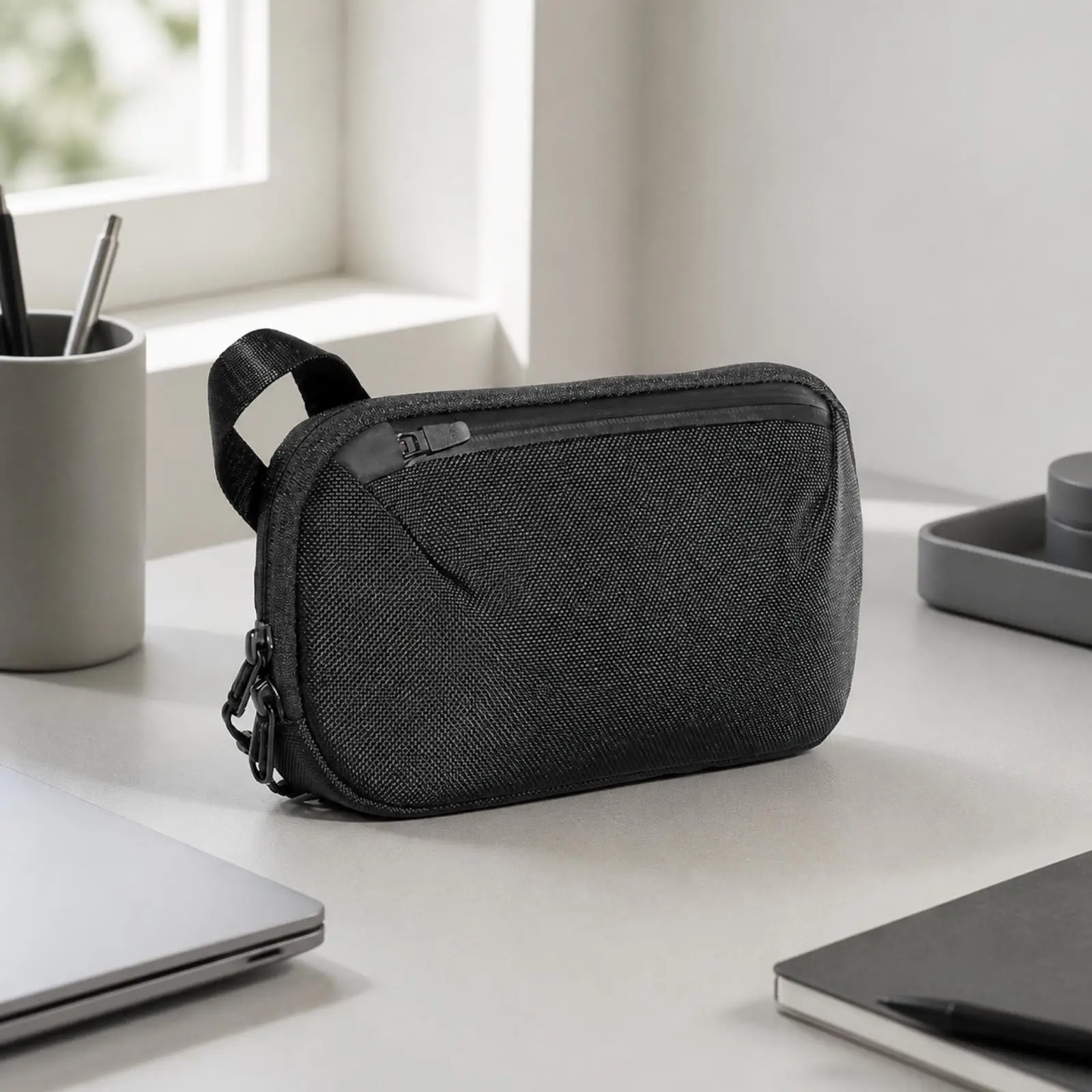 Portable Waterproof Phone Pouch with Handle Loop Foldable Nylon Storage Bag for Travel Organization and Outdoor Sports Gear