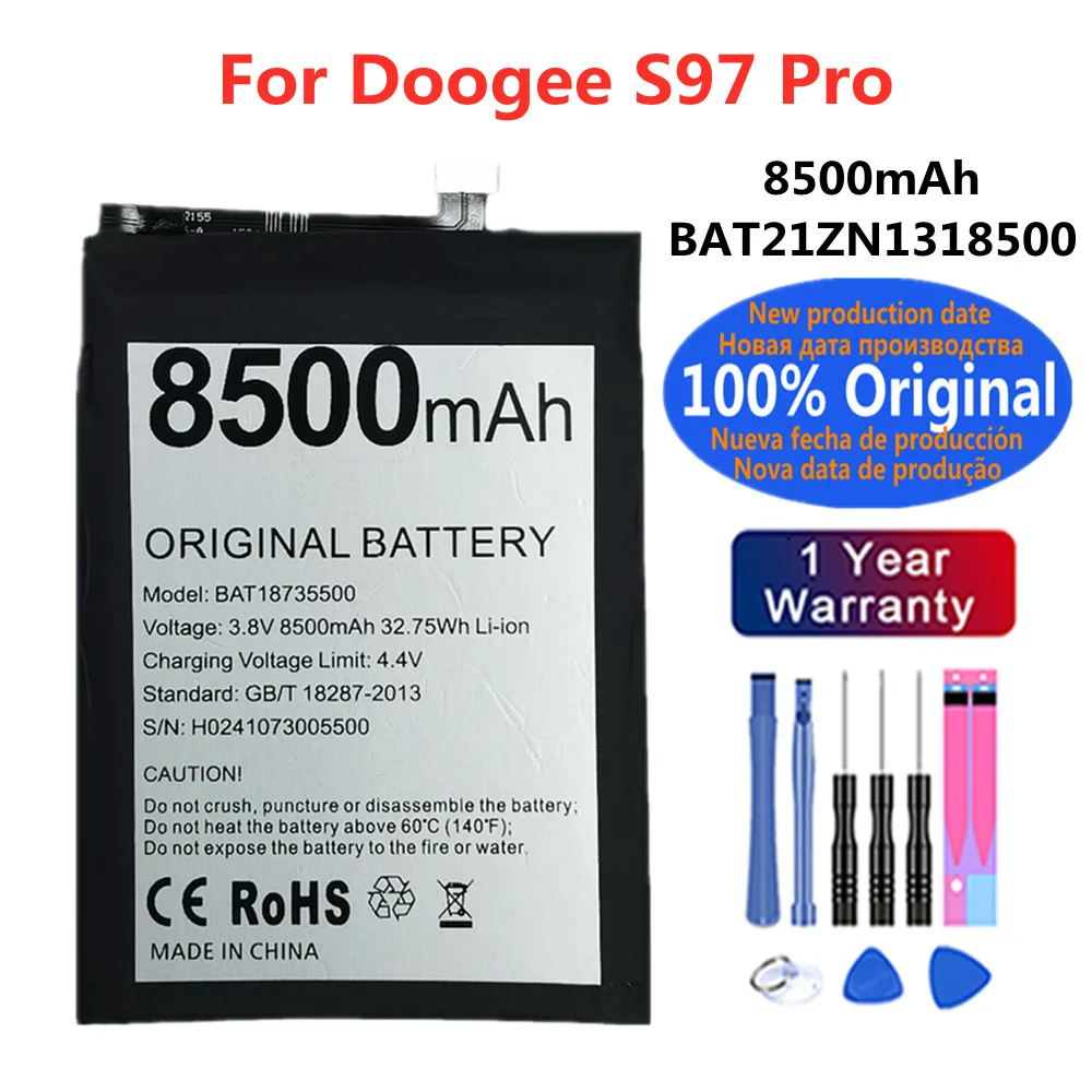 New Original BAT21ZN1318500 8500mAh Battery For Doogee S97 Pro S97Pro High Quality Rechargeable Battery Batterij + Free Tools