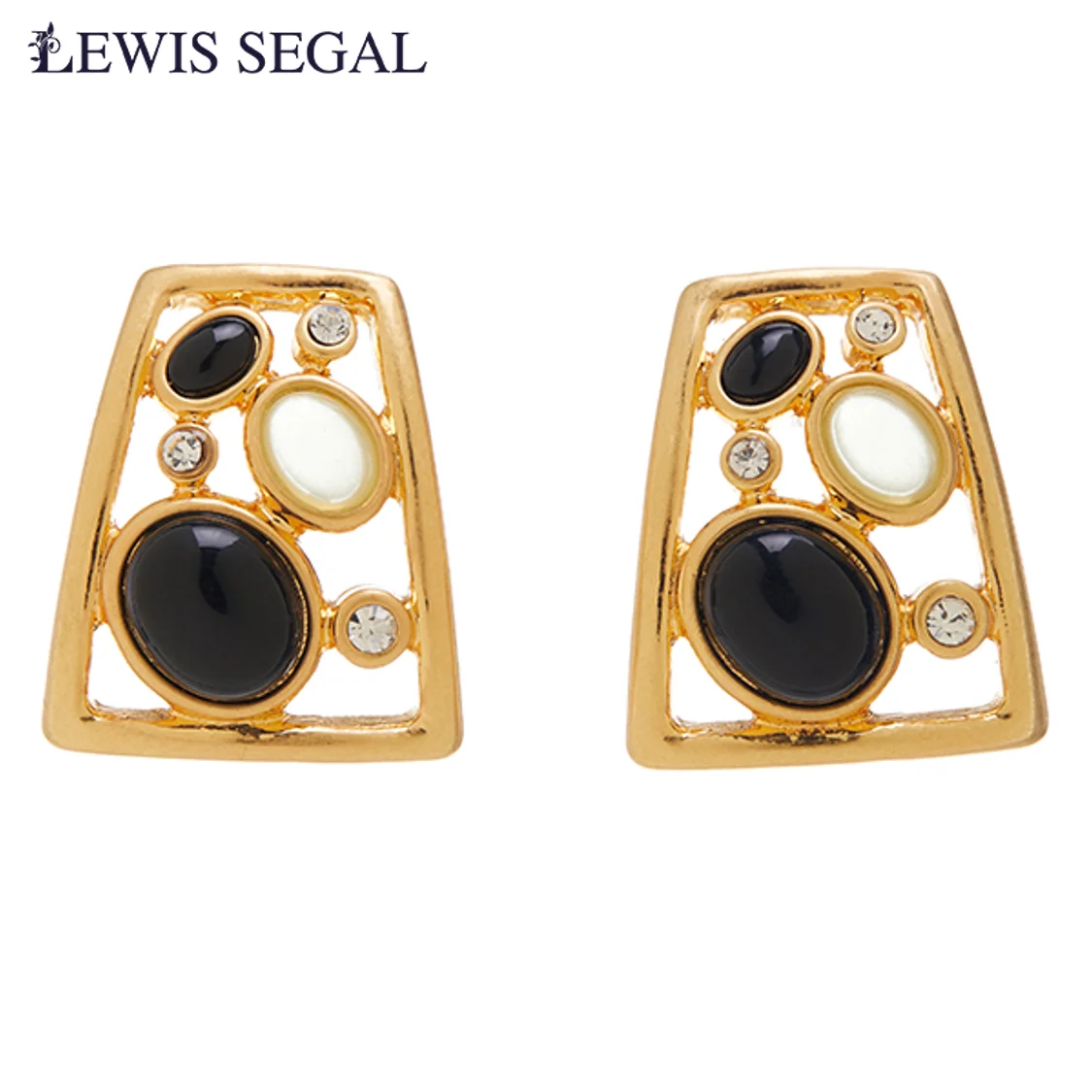 LEWIS SEGAL Vintage Openworked Multicolored Gemstone Stud Earrings for Women Medieval Style Jewelry Elegant 18K Gold Plated