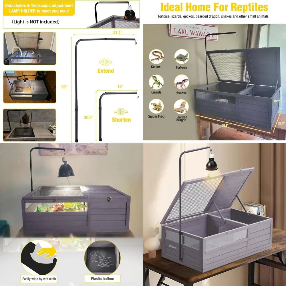 

Деревянный корпус для среды обитания черепах и на открытом воздухе для рептилий для гекконов, ящериц и змей