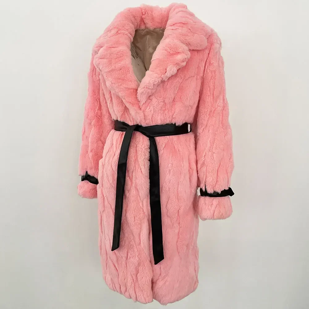 OFTBUY женская куртка из натурального меха, осень 2022, длинный ремень, повседневные модные пальто, пальто из натурального кроличьего меха, женское зимнее пальто