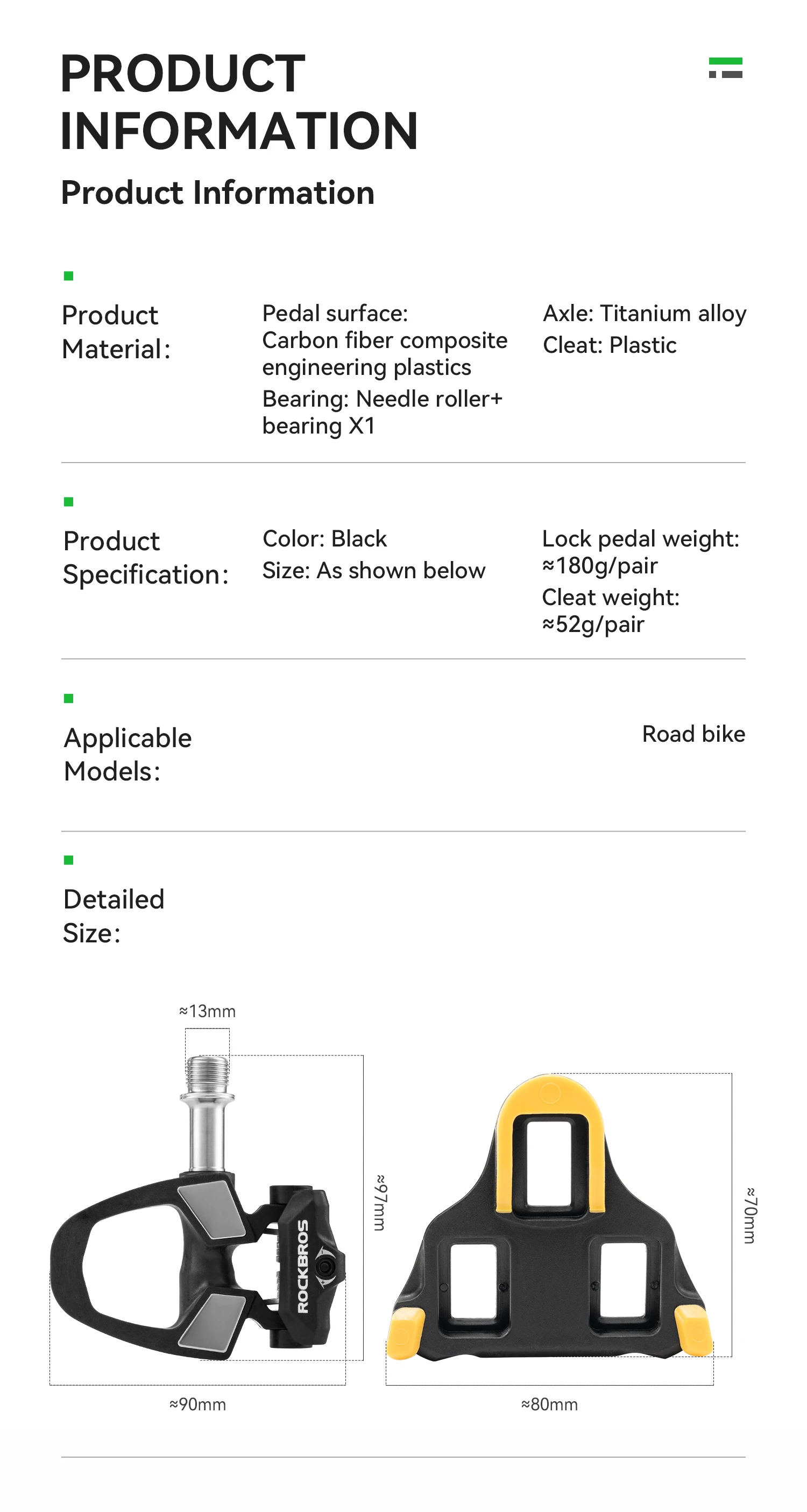 ROCKBROS Rennrad-Sperrpedal aus Carbonfaser, leichtes, schnelleres selbstsicherndes Pedal, SPD-Sperrpedal aus Aluminiumlegierung mit Sperrkappen – Detail 3