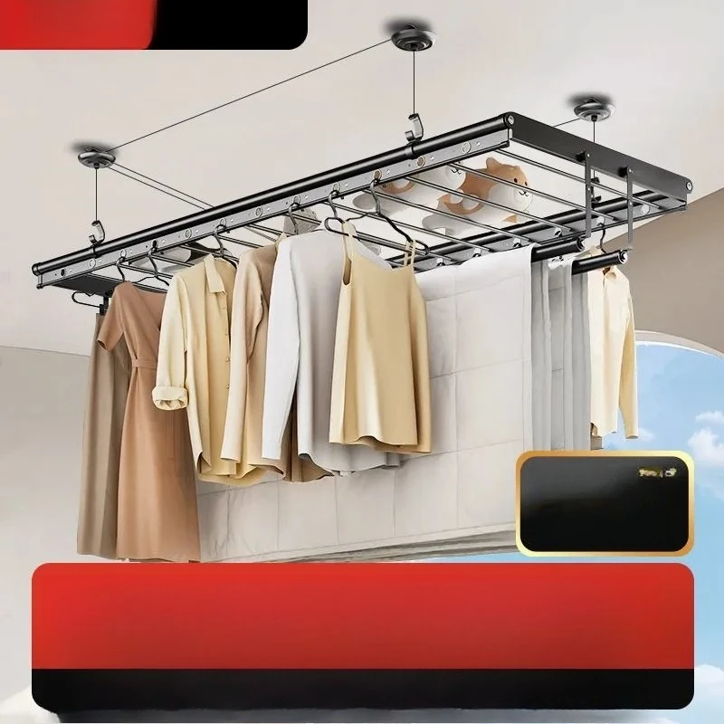 Balcony four-pole hanging home clothes drying rod, hand-crank ceiling mount, manual drying rack, cooling tool essential