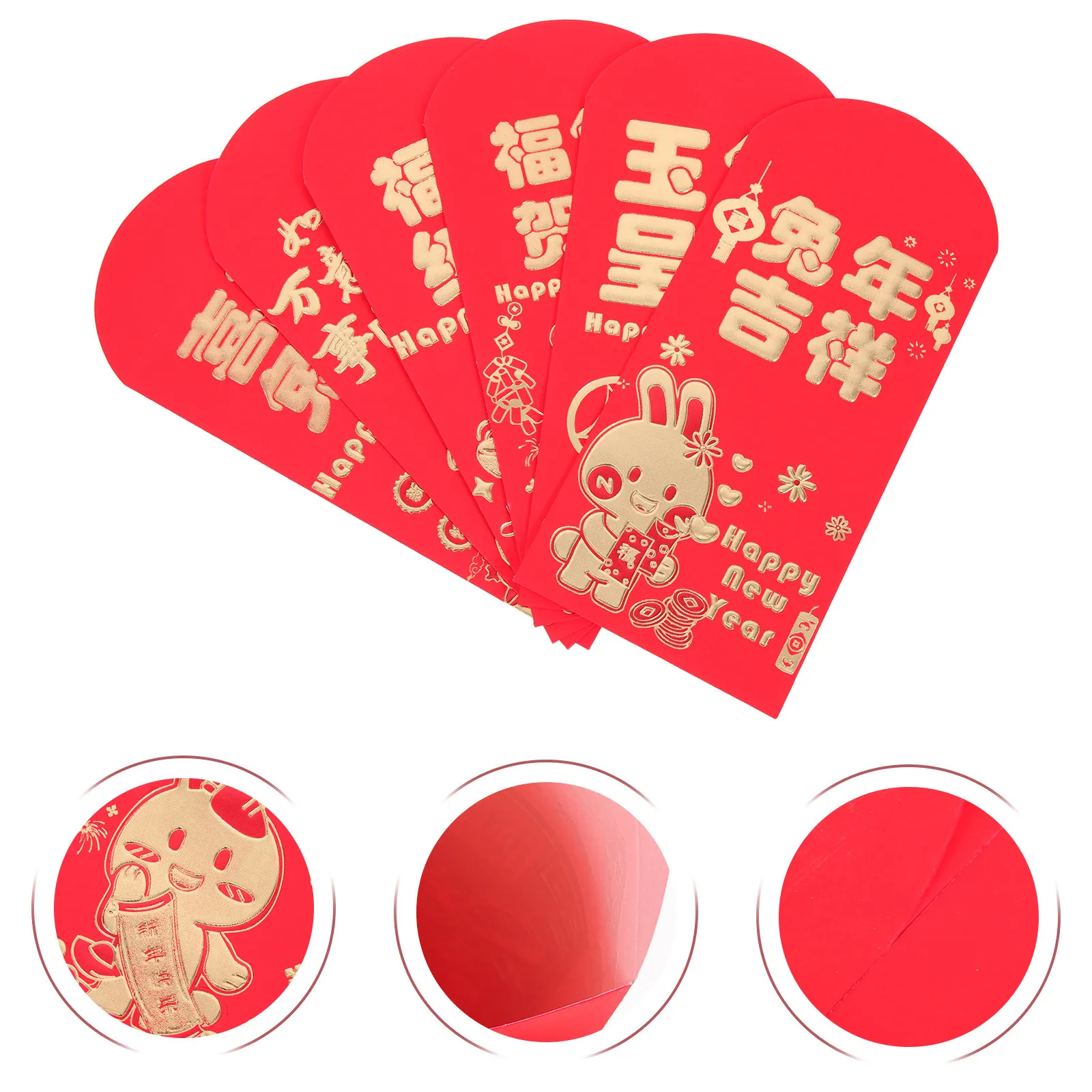 

24 шт. креативных красных конвертов с мультяшным кроликом для денег, для новогодних подарков, создания праздничной атмосферы, декоративного использования