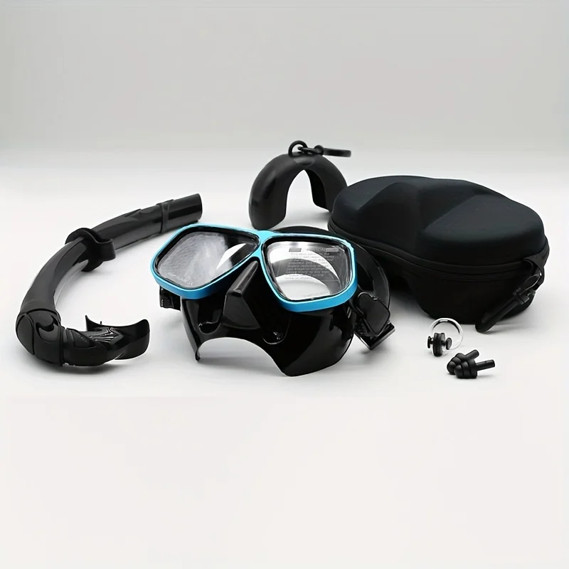 1 Set Free Diving Mask Aluminum Alloy Glasses Frame Wet Breathing Tube Snorkel Set For Free Diving Snorkeling