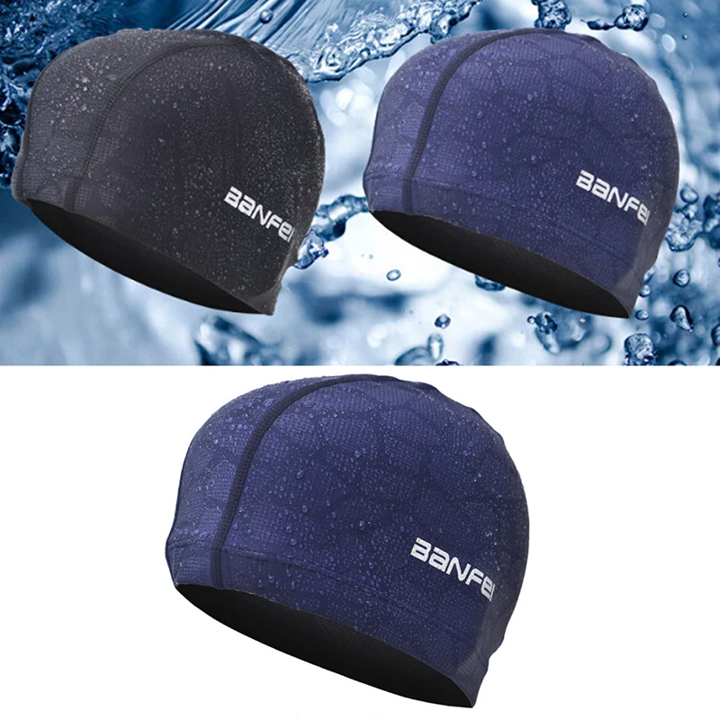 Fabric Swimming Cap Men Women Waterproof Swim Pool Hat Water Sport Protect Ears Long Hair Bathing Caps Plus Size for Adults