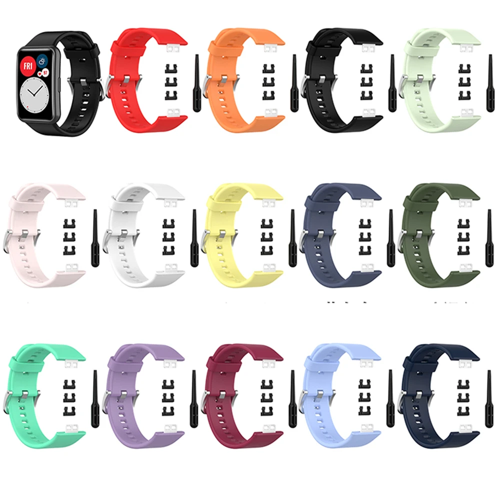 Multiple Colors Silicone Watch Straps For Huawei Watch Fit Replacement Watch Bands Quick Release Silicone Sport Bracelet Parts