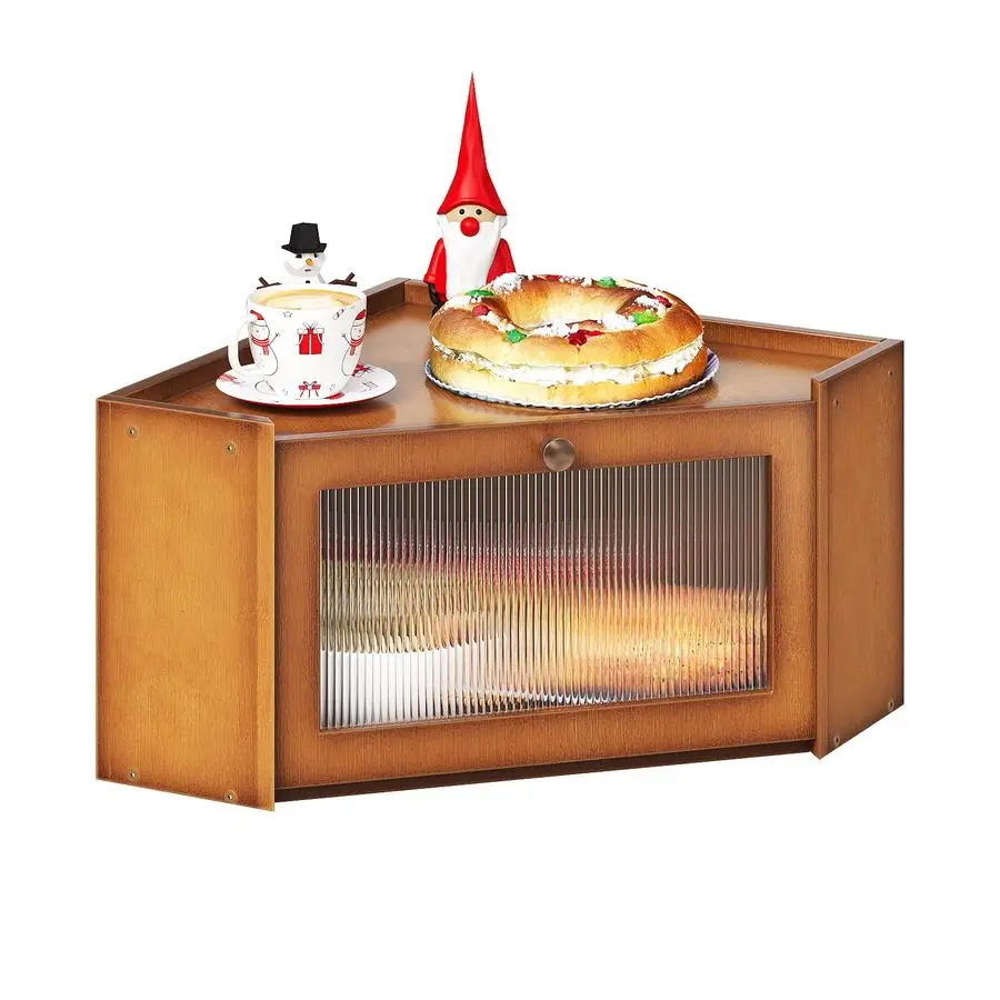 

Бамбуковая хлебница для кухонной столешницы, большая вместимость, винтажный контейнер для хранения хлеба с волнистой прозрачной акриловой дверцей