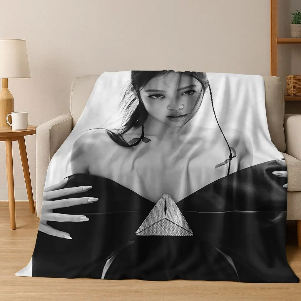 ثلاثية الأبعاد جيني كيم Kpop B-أسود الوردي المغني ستار الفانيلا بطانية لينة رمي بطانية للسرير غرفة نوم غرفة المعيشة السفر نزهة هدية #1