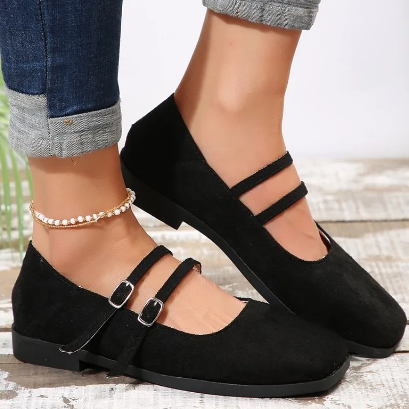 

Women Flats Spring Designer Mary Jane Shoes Ballerinas Square Toe Comfort Soft Sole Loafers Shoes Fashion Flat Sneakers Women