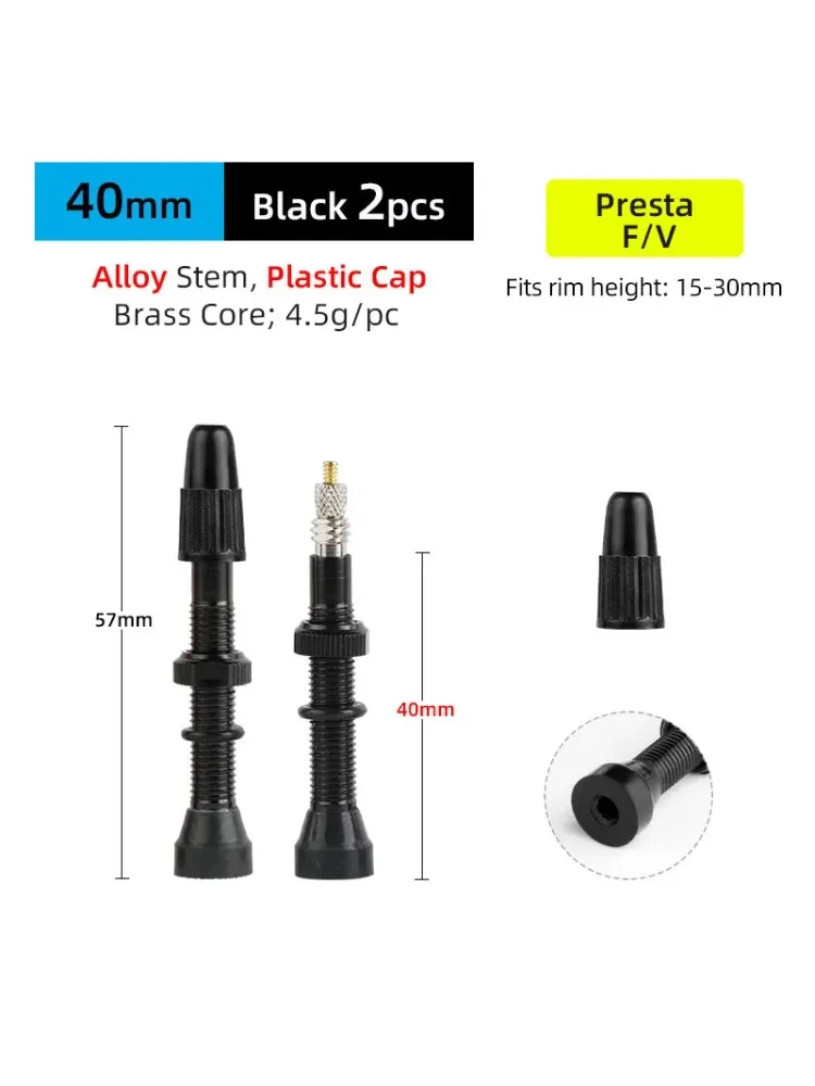 AliExpress 2pcs 40/60/80mm Bike Presta/FV Valve Stem - Tubeless Tire Installation for MTB & Road Bike Rims No-Tube Design