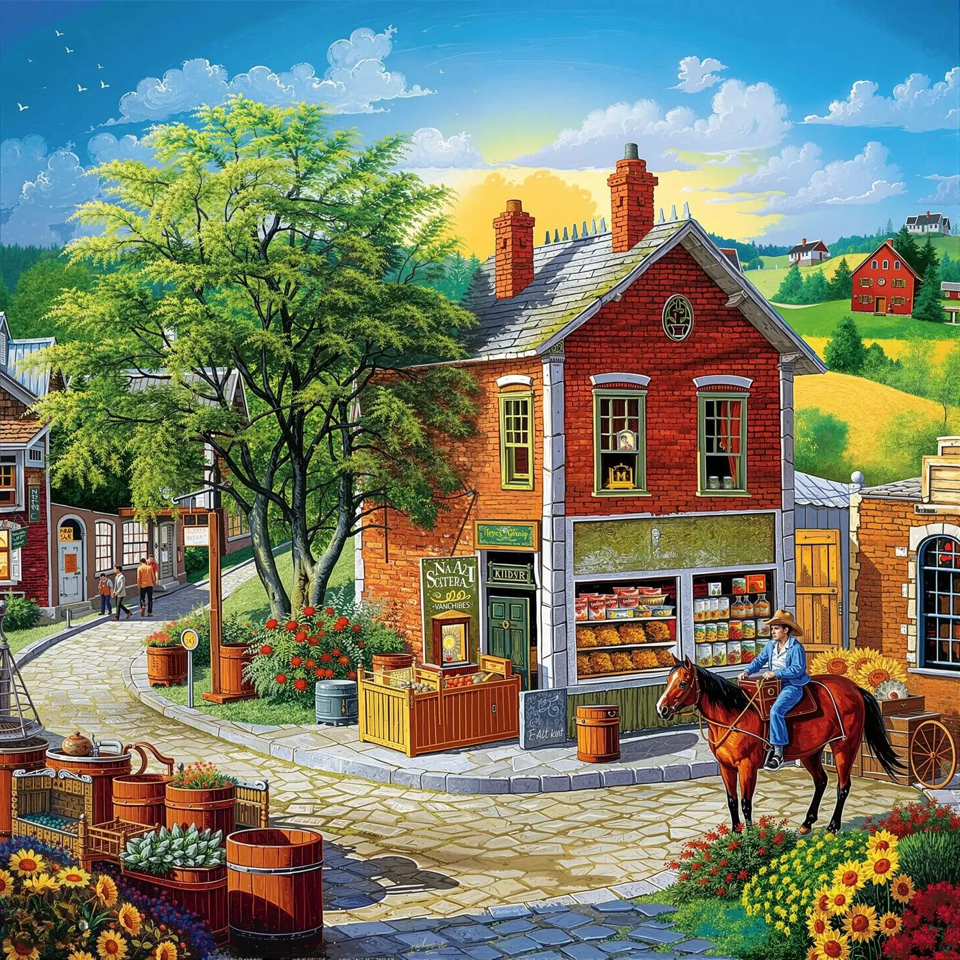 

500PCS/1024 PCS Jigsaw Puzzles Country Village Horse Scenery Relaxing Family Activity Games for Living Room Home Decor Gift