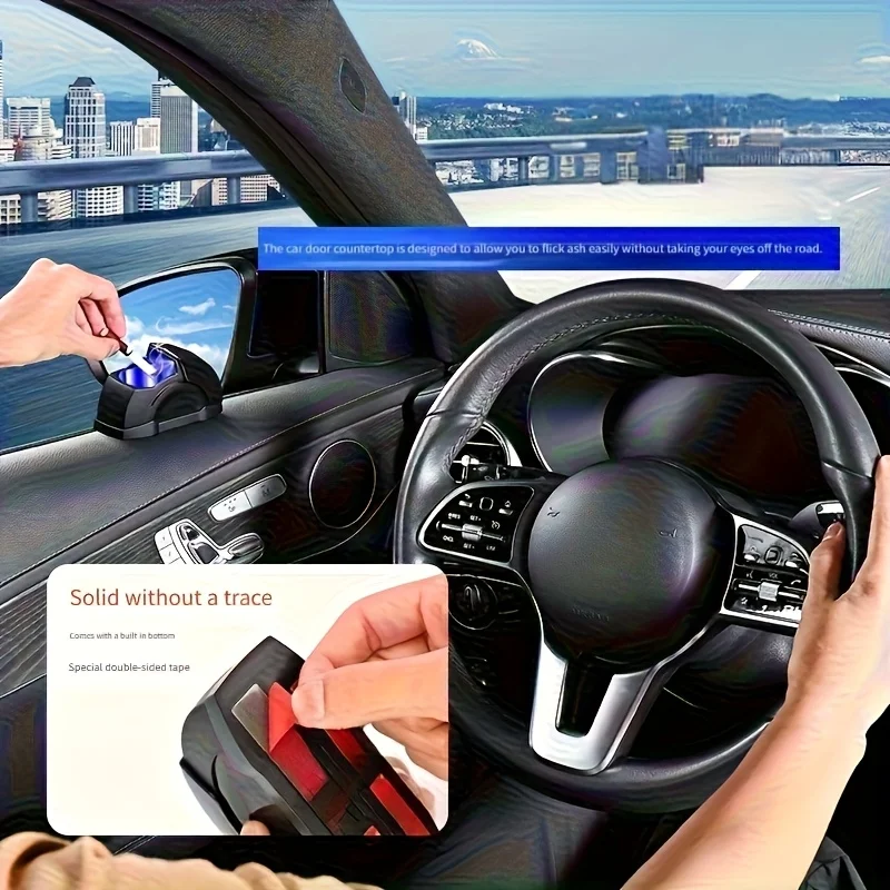 Universal Windproof Car Ashtray, Heavy Metal Structure, Anti Fly Ash Cigarette Tray for Vehicle Home Office Daily Use view 2