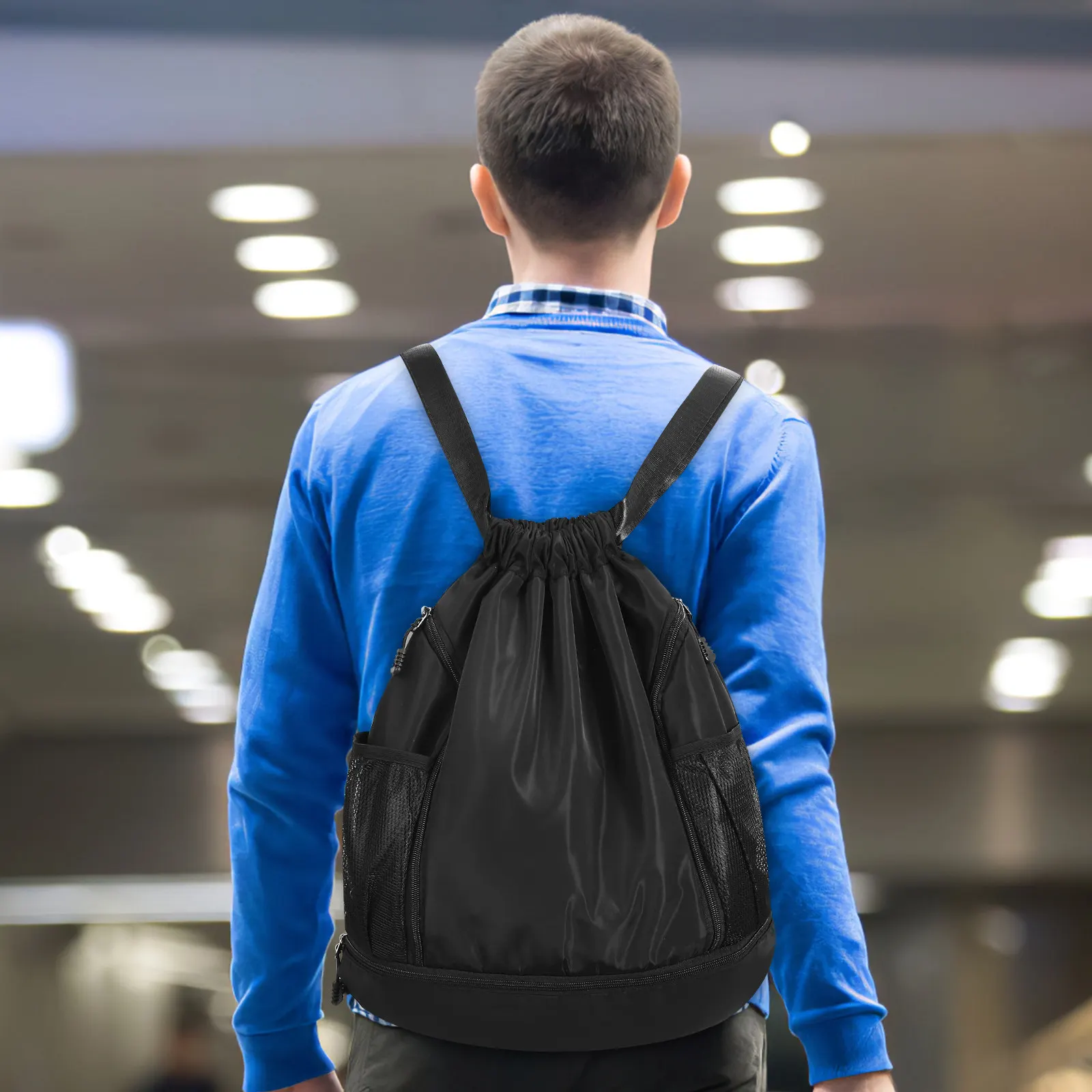 

Рюкзак на шнурке для фитнеса из ткани Оксфорд, спортивная сумка для тренировок в зале с отделением для обуви, легкий, прочный, универсальный, модный