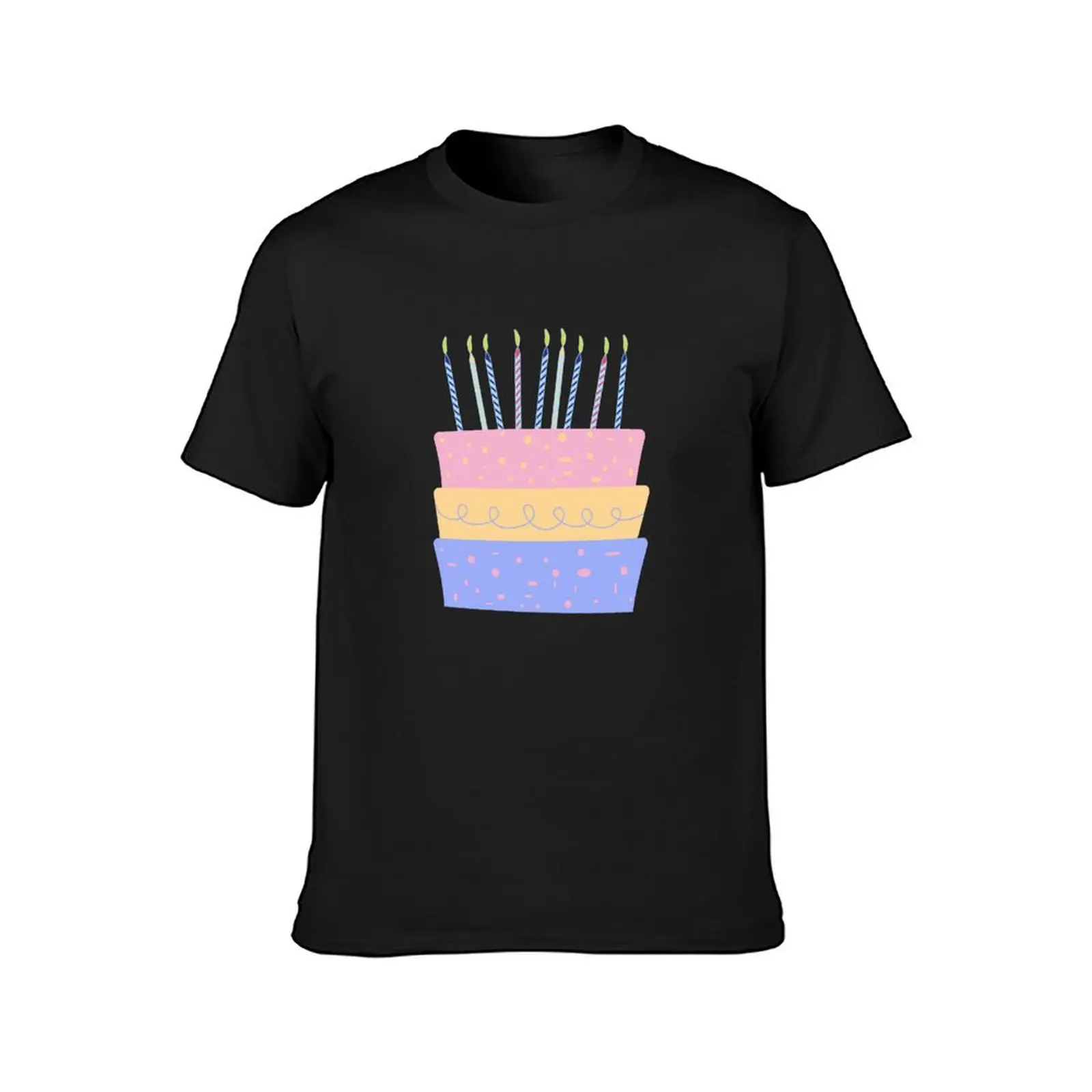 Happy Birthday Cake with candles. Colorful Birthday cake. T-Shirt hippie clothes kawaii clothes Short sleeve tee men