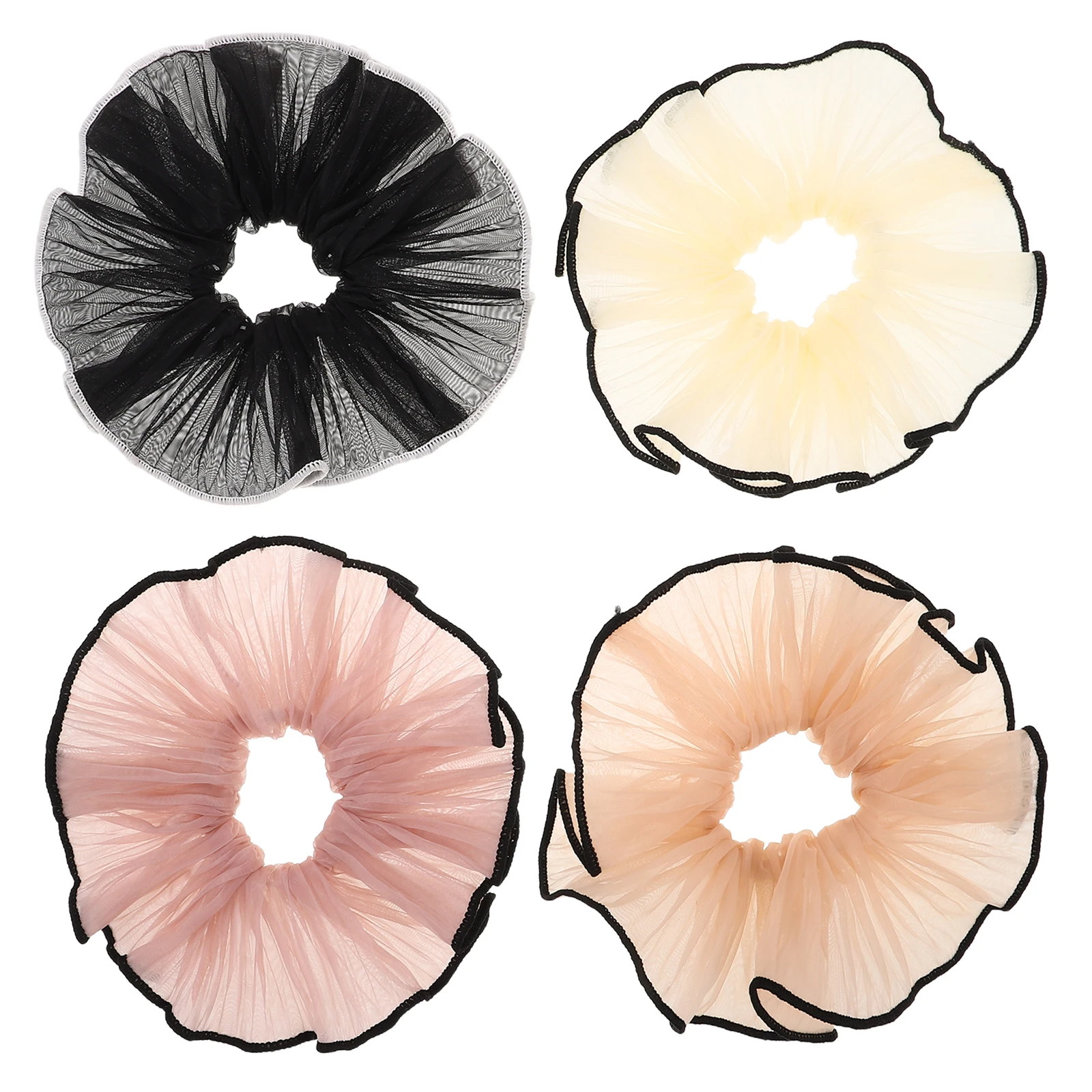 

4 Pcs Ring Women Accessories Large Hair Ties Elastic Scrunchies Thick Hair Bands Ruffled Design Fashionable Versatility Charming