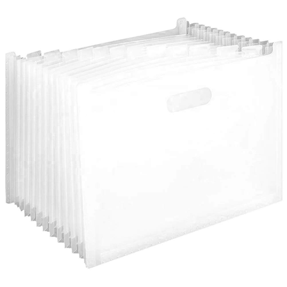 

Accordion File Folder 13 Sections A4 Size White Expandable Document Organizer Receipt Holder Bag Lightweight Portable Storage
