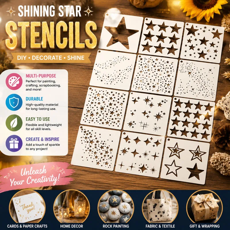 DIY Art Projects Scrapbooking Card Making Star Shape Stencil Versatile Shining for Craft Backgrounds Supplies