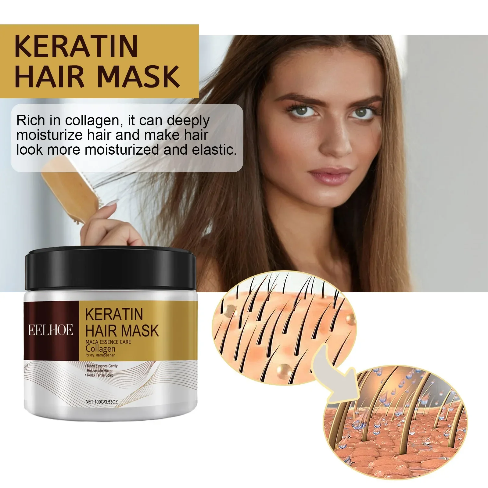 

단백질 Keratin Hair Mask Moisturizing Nourishing Anti Hair Loss Damaged Repair Split End Treatment Scalp Frizzy Smoothing Hair Care