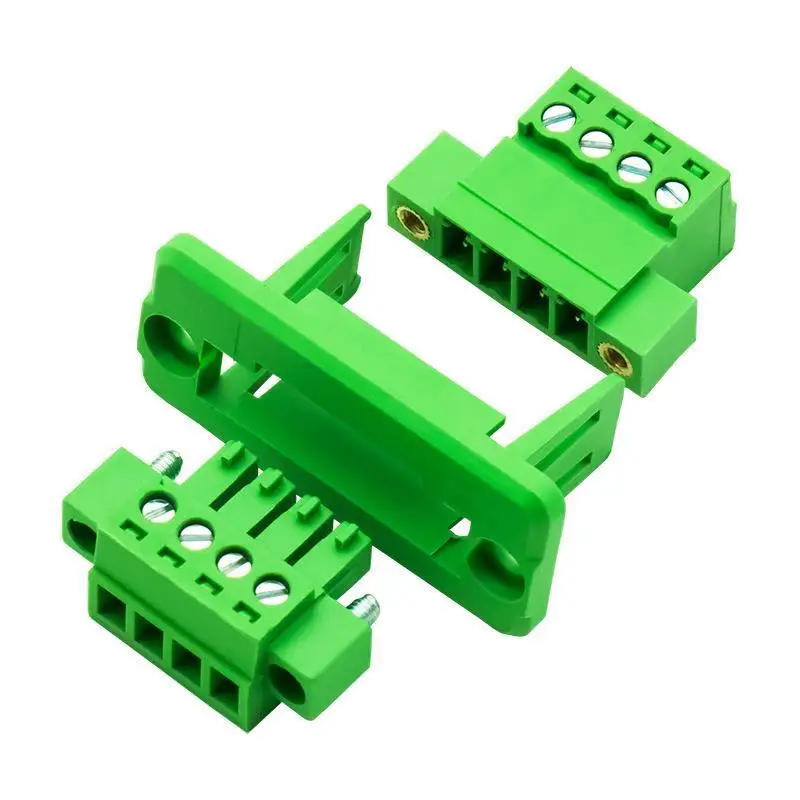Wall Mount Pluggable Terminal Set 3.81mm Pitch Through Panel Connector for Industrial Equipment Wiring