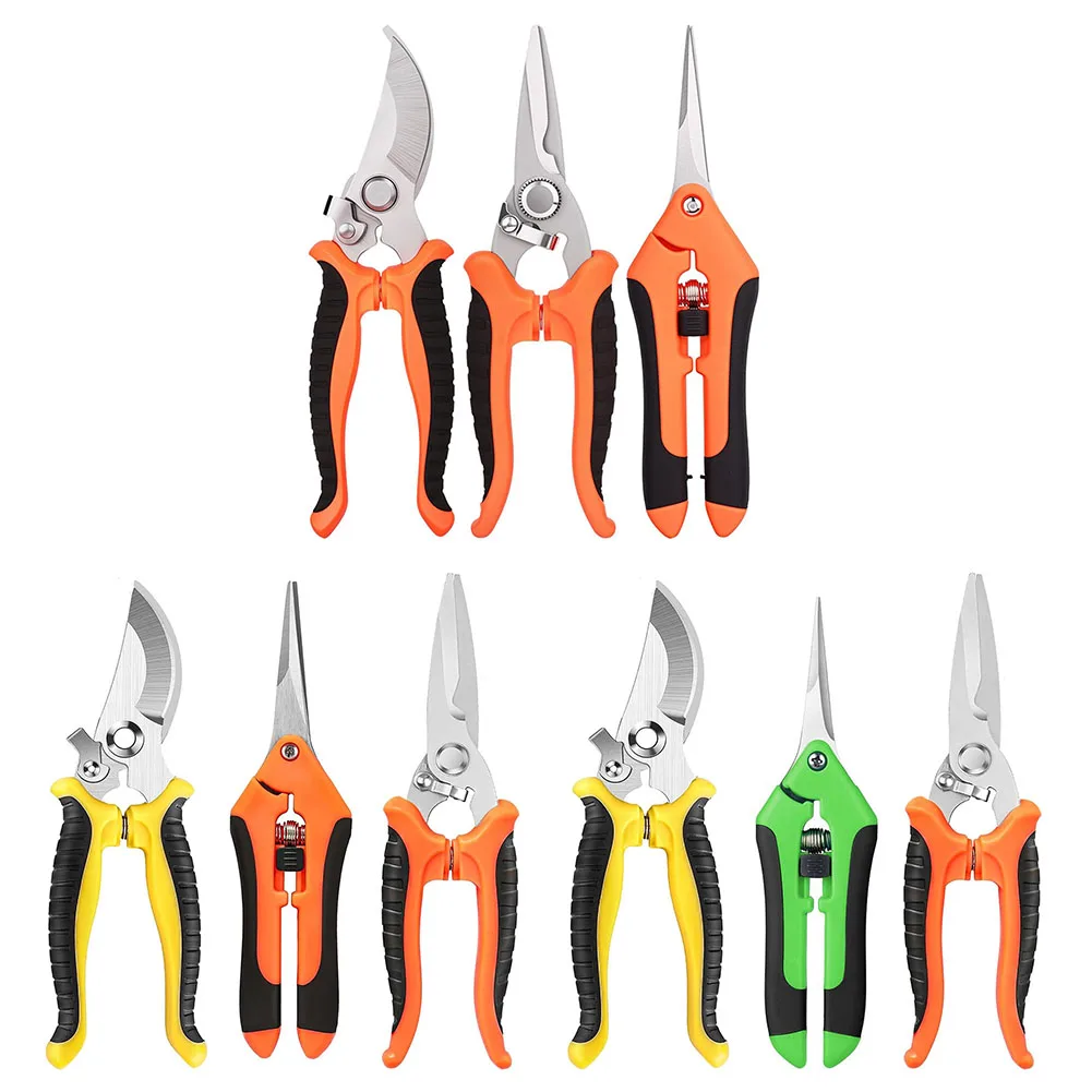 3Pcs Handheld Clippers Stainless Steel Plants Trimming Scissor Multifunction for Harvesting Picking Indoor Outdoor Greenhouse