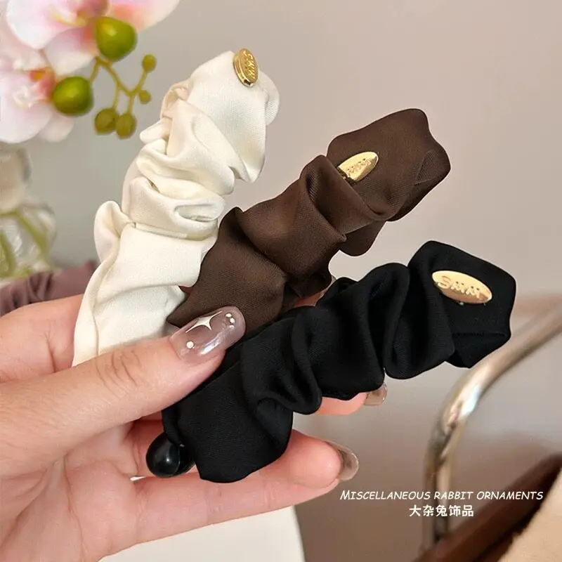Elegant Solid Fold Fabric Banana Hairpin For Women Girls High Ponytail Holder Hair Clip Barrette Fashion Hair Accessories