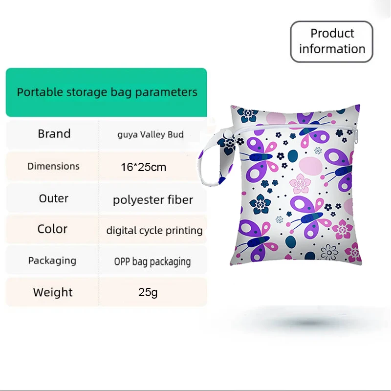 16*20CM Digitale Print Waterdichte Natte Zak - Herbruikbare Menstruatie Opbergtas met Lippenstift Make-up Zak, Ritssluiting