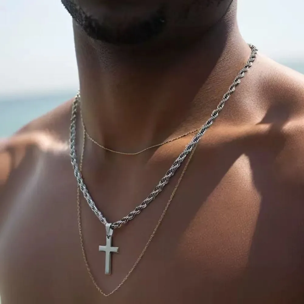 Fashion Cross Pendant Necklace for Women Men Stainless Steel Chains Chokers Y2K Party Decor Jewelry Accessories Halloween Gifts