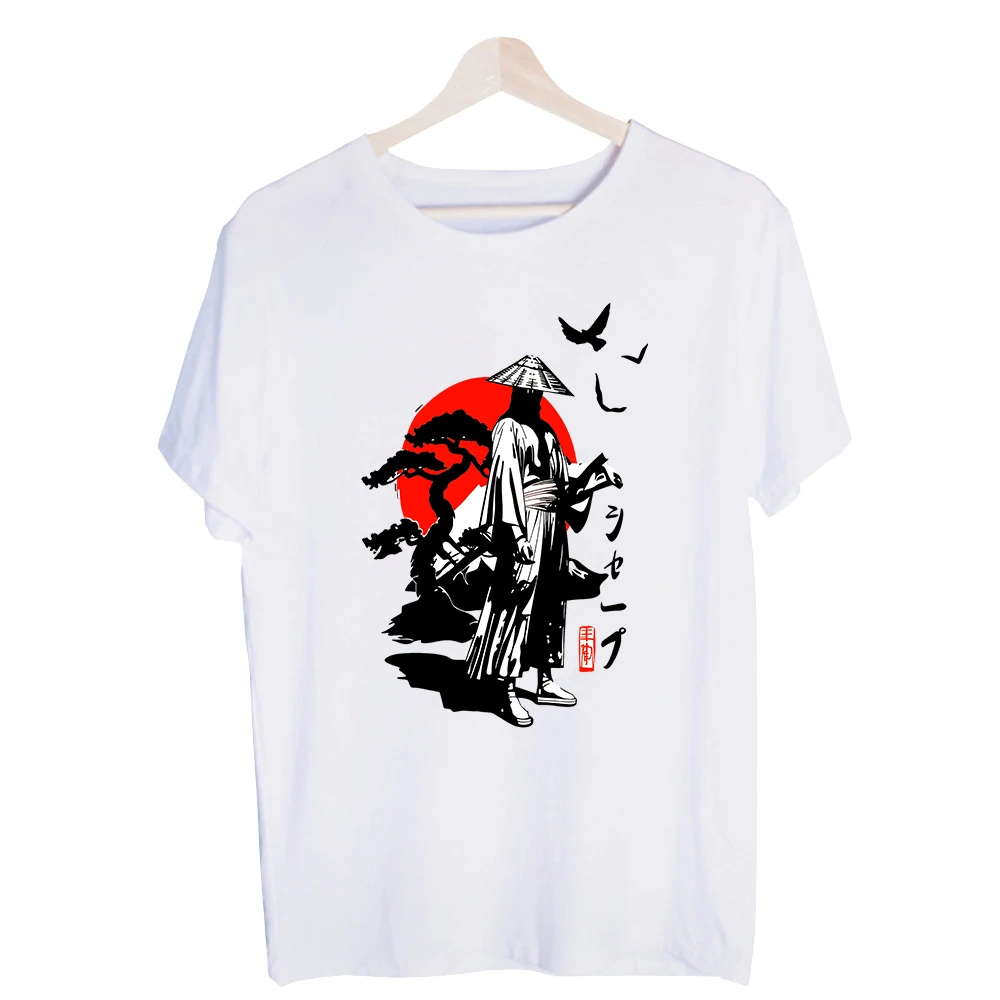 Men's Samurai Silhouette Graphic Tee, Short Sleeve Crew Neck T-Shirt for Casual Streetwear and Summer Outfits