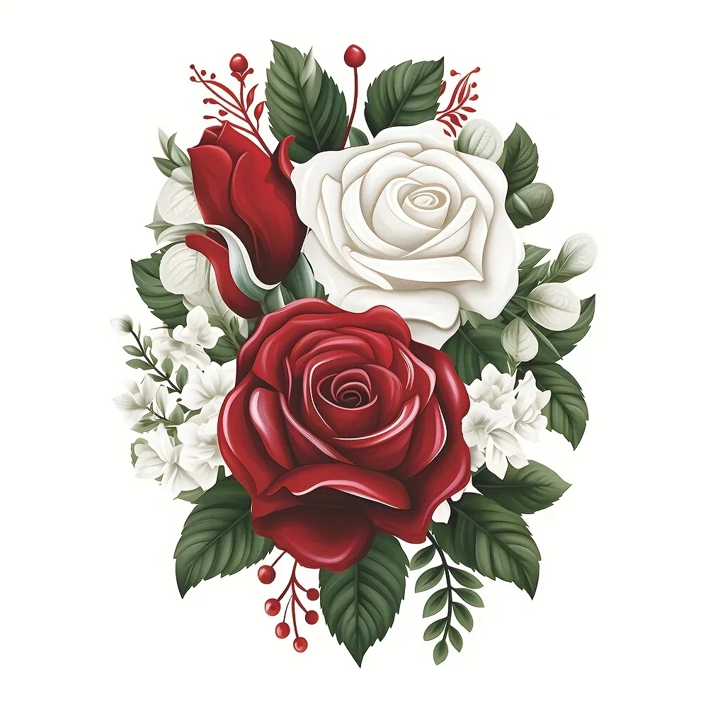 MT1134# Romantic Rose Flower Sticker, Home Bedroom Toilet Decor, Elegant Wall Decal, Aesthetic Home Decoration