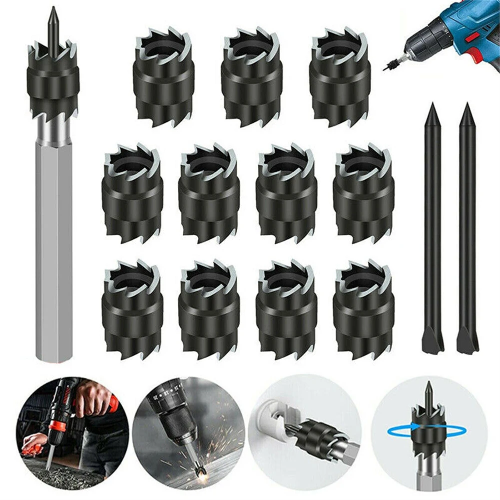 13pcs Spot Weld Cutter Drill Bit Set 3/8 Inch Double Sided Rotary Spot Weld Cutter Remover Tool For Power Drill Spot Welding