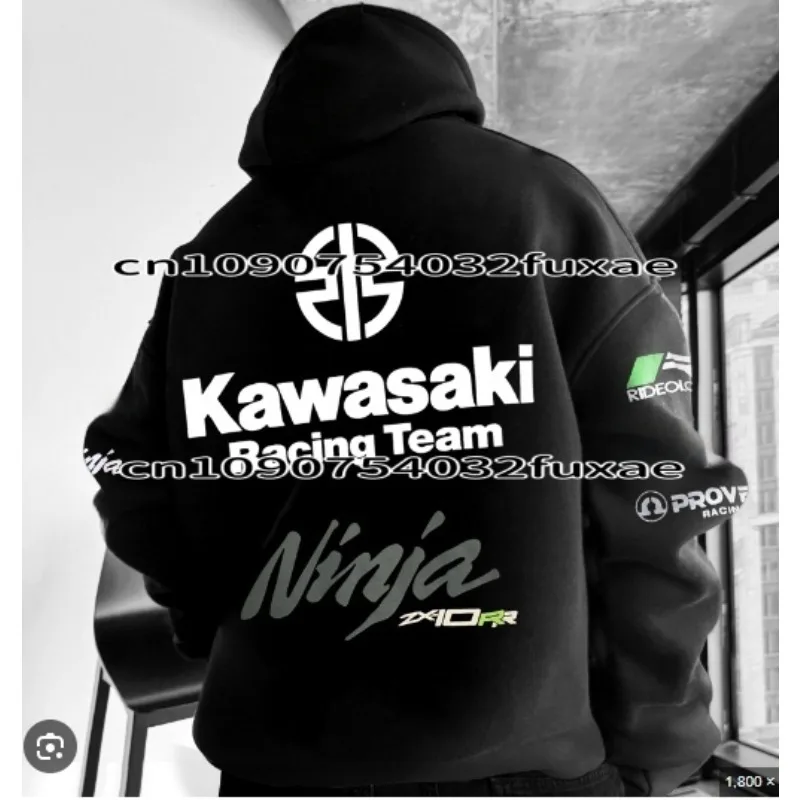 

MOTO 2025 New Spring and Autumn Kawasaki Ninja ZX-10R Men's New Hoodie Women's Casual Fashion Pullover Couple Street Sports Coat