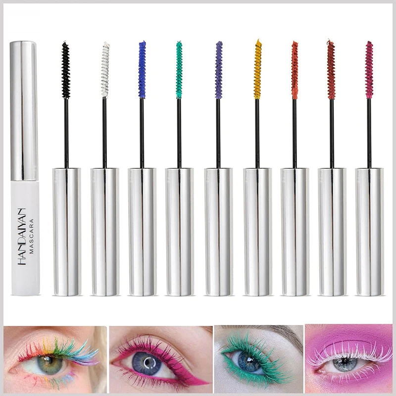 Colored Mascara Eyelashes, Purple Blue Red White Black Colorful Waterproof Mascara Charming Long Lasting Voluminous Mascara Eye