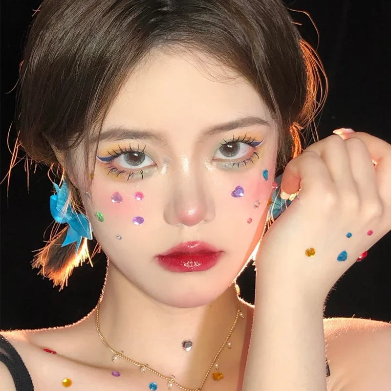 DIY Color Rhinestones Crystal Acrylic Tattoo Sticker Children\'s Stage Show Eyes Face Makeup Decoration Tools Phone Drill Sticker