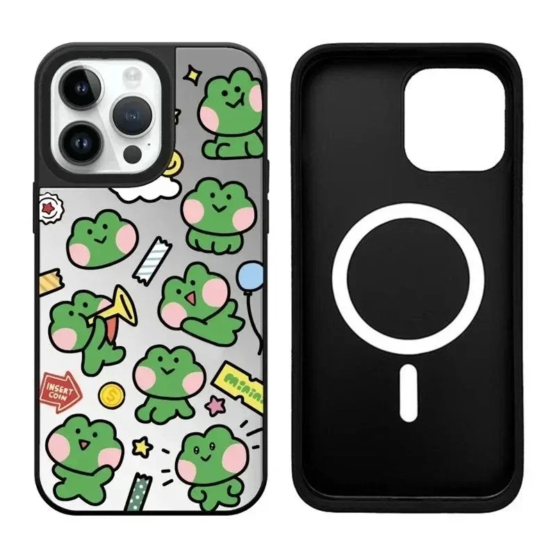 

Cute Animals Friends iPhone 11 12 13 14 15 Pro Max Mirror Surface MagSafe Case Cover Shell