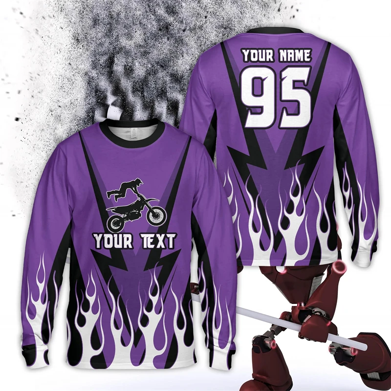 

Персонализированная футболка с длинным рукавом для мотокросса, цвет на заказ, футболки для бездорожья, гоночная команда, 3D мужские футболки