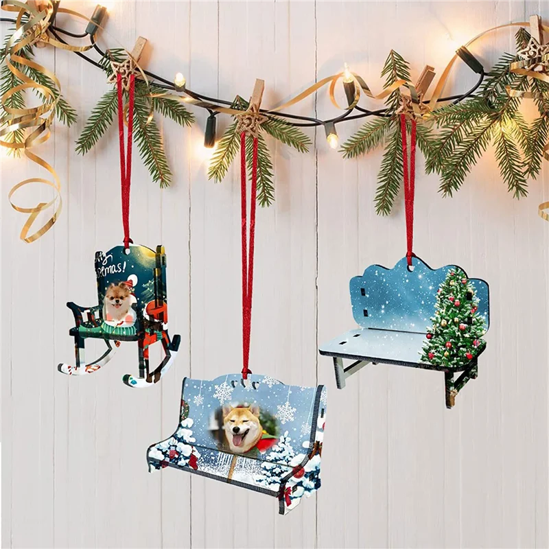 SYW-8 Pcs MDF Sublimation Ornaments Double-Sided Sublimation Beach Blanks Chair Ornament