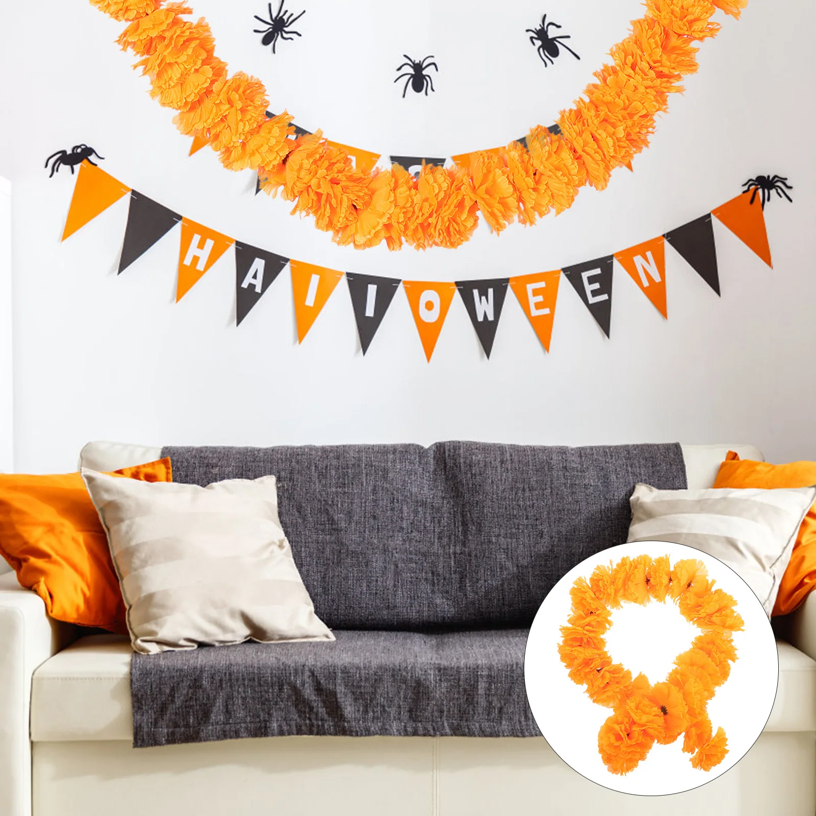 

Halloween Garlands Marigold Decoration for Unique Decorations Outdoor Silk Cloth