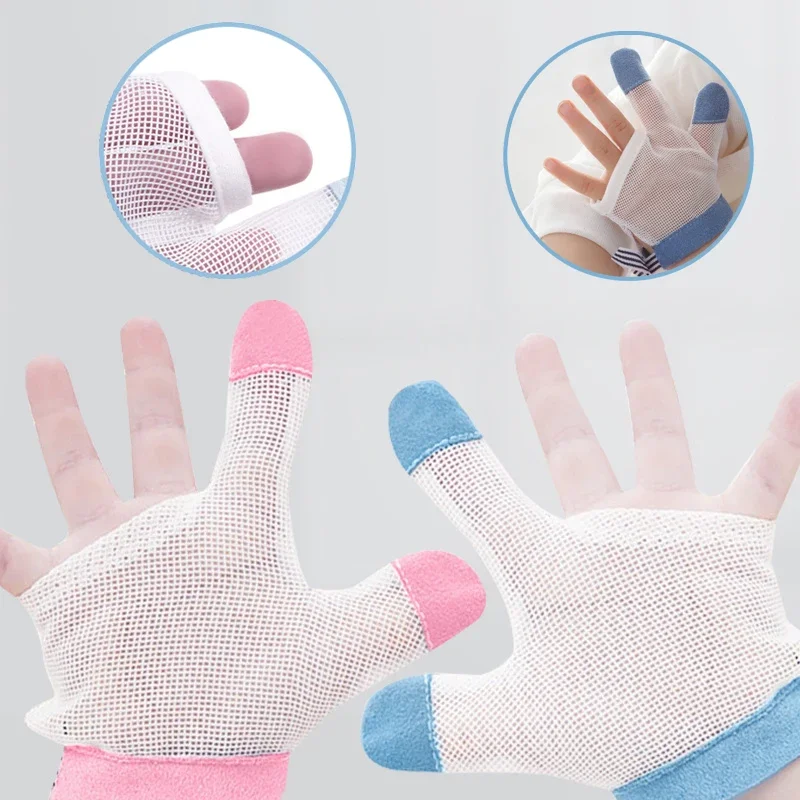 1 Pair Baby Prevent Bite Fingers Nails Gloves for Children Infant Thumb Fingers Sucking Stop Gloves Kids Anti Biting Eat Hands