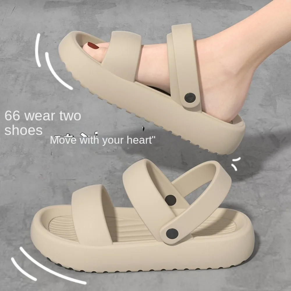 New Thick-soled Bread Sandals Waterproof Lightweight Beach Sandals Two-way Wear Comfortable Women Cloud Slippers