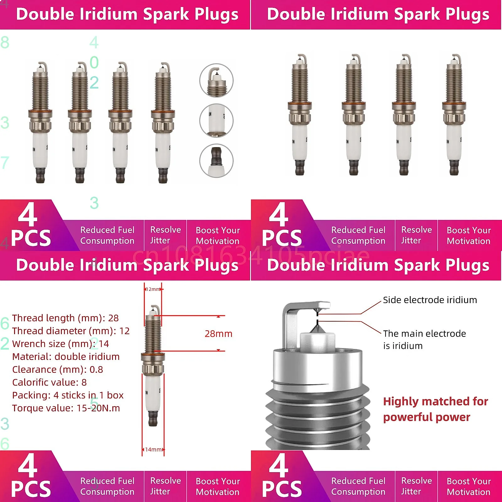 

Double Iridium Spark Plug C-21 for Leap C11 1.2T Range Extender Dam12td Engine