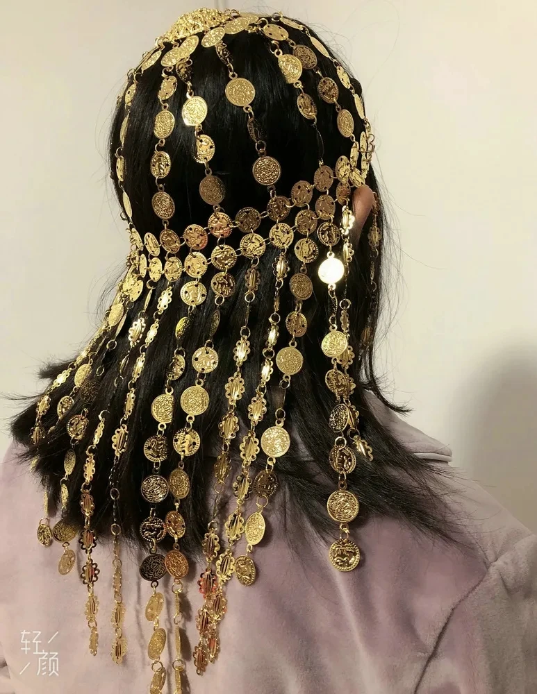 Vrouwen Meisjes Buikdans Tribal Tiara Hoofddeksels Bedacht Hoofd Cap Hat Kostuum Munten Hoofddeksel