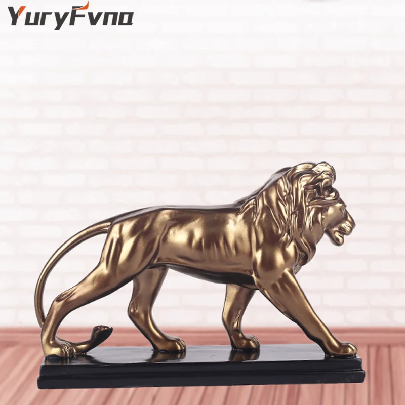 YuryFvna Creative Resin Male Lion Statue Decoration Figurines Ornament Sculpture  Crafts Home Jewelry Ornament  Gift