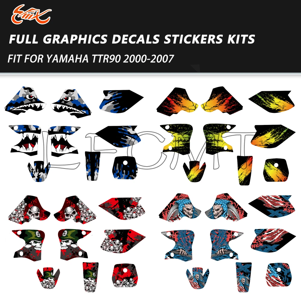 

Motorcycle Background Full Graphics Sticker Decals Fit for YAMAHA TTR90 TTR 90 2000-2007 2006 2005 2004 2003 02 01 Custom Number