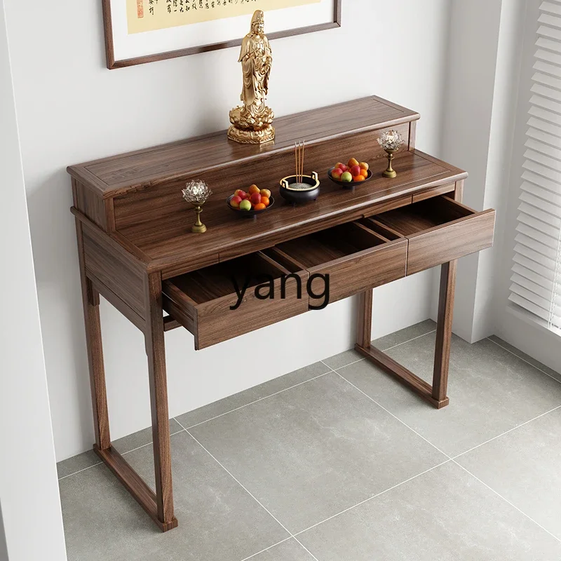 LMMsolid wood Guanyin God of Wealth table step set cabinet incense shrine Buddhist shrine table